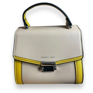 Charles & Keith Shoulder Bag‎ Purse Yellow Tan Top Handle